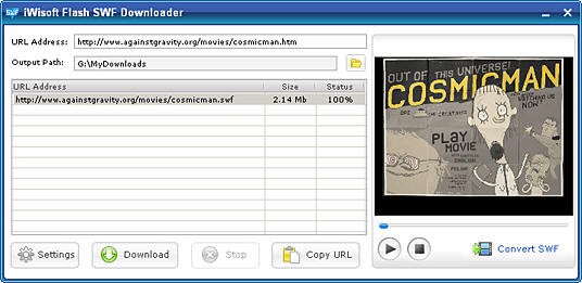 Click to view iWisoft Free Flash SWF Downloader 1.8 screenshot